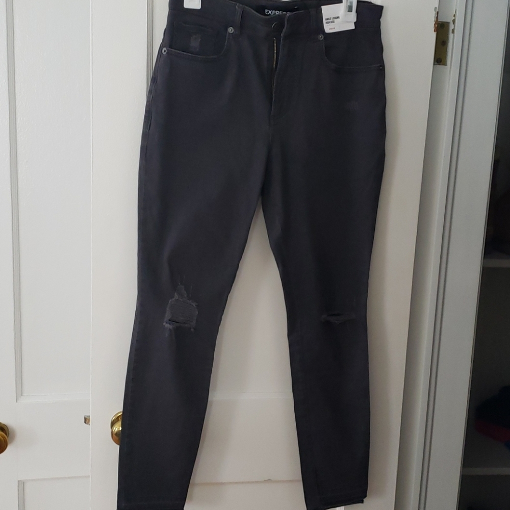 NWT Express dark gray distressed denim